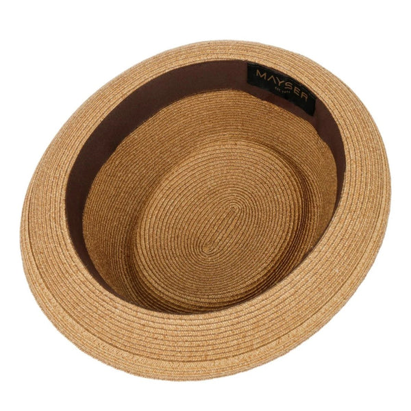 Mayser Gareth Klassicher Pork Pie Strohhut beige-braun