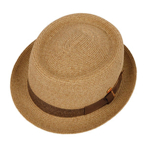 Mayser Gareth Klassicher Pork Pie Strohhut beige-braun