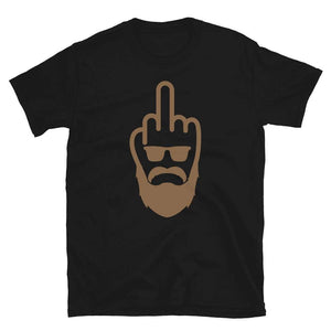 BRNSWK Style Mittelfinger Bart cool brauner Druck Kurzärmeliges Unisex-T-Shirt - Style-by-Hat