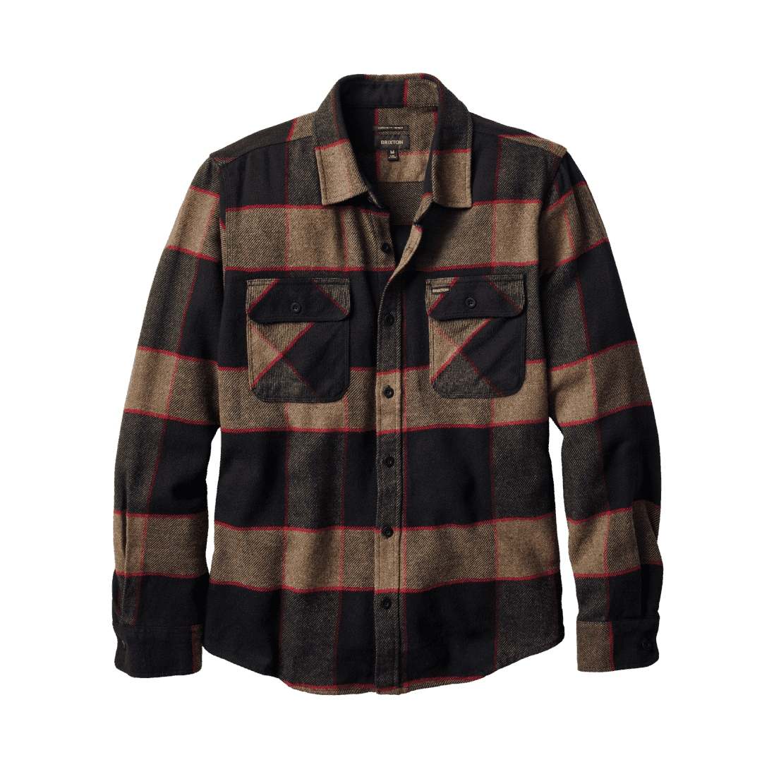 brixton-bowery-flanell-hemd-braun