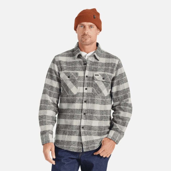 Brixton Bowery schweres Flanell Hemd schwarz/ grau - Style-by-Hat