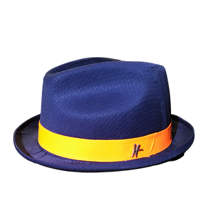 ReHats Berlin Bürgermeister Player Fedora Hut aus Arbeitskleidung in blau