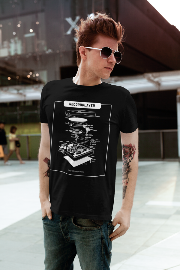 BRNSWK Style Schallplattenspieler Schema Kurzärmeliges Unisex-T-Shirt