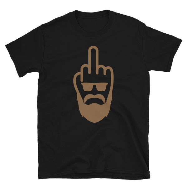 BRNSWK Style Mittelfinger Bart cool brauner Druck Kurzärmeliges Unisex-T-Shirt